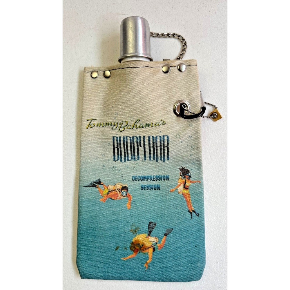 Tommy Bahama Buddy Bar Canvas Canteen Flask Drinking Portable Scuba Beach Travel